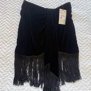 Zara Black Fringe Mini Skirt